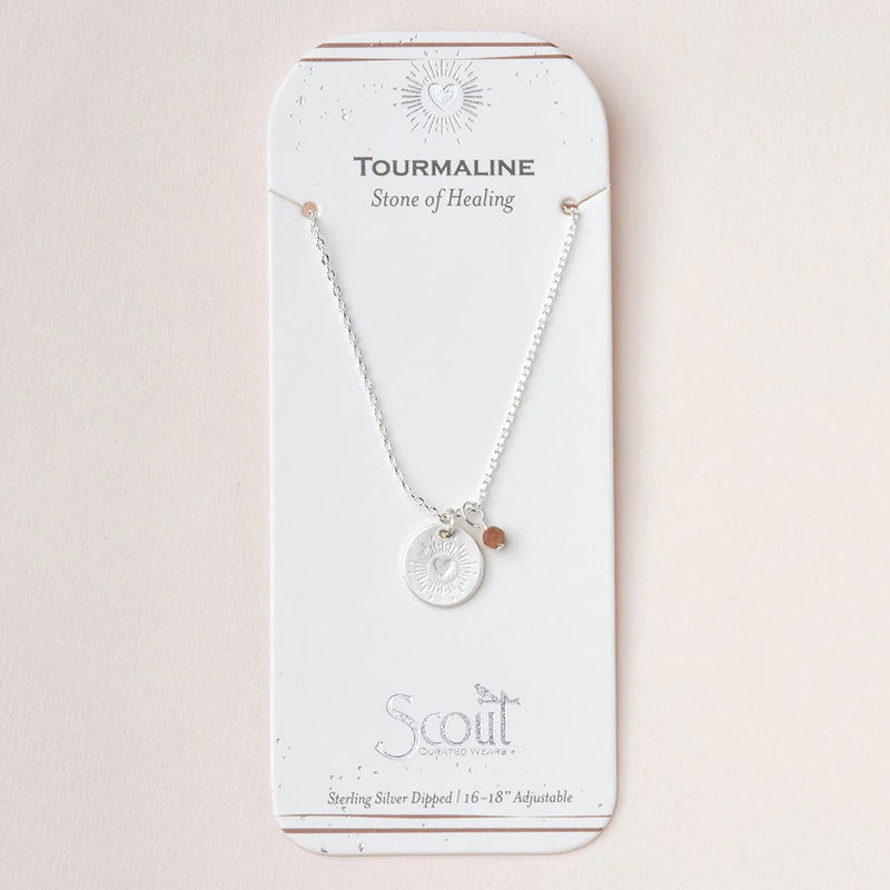 Stone Intention Charm Necklace - Tourmaline/Silver