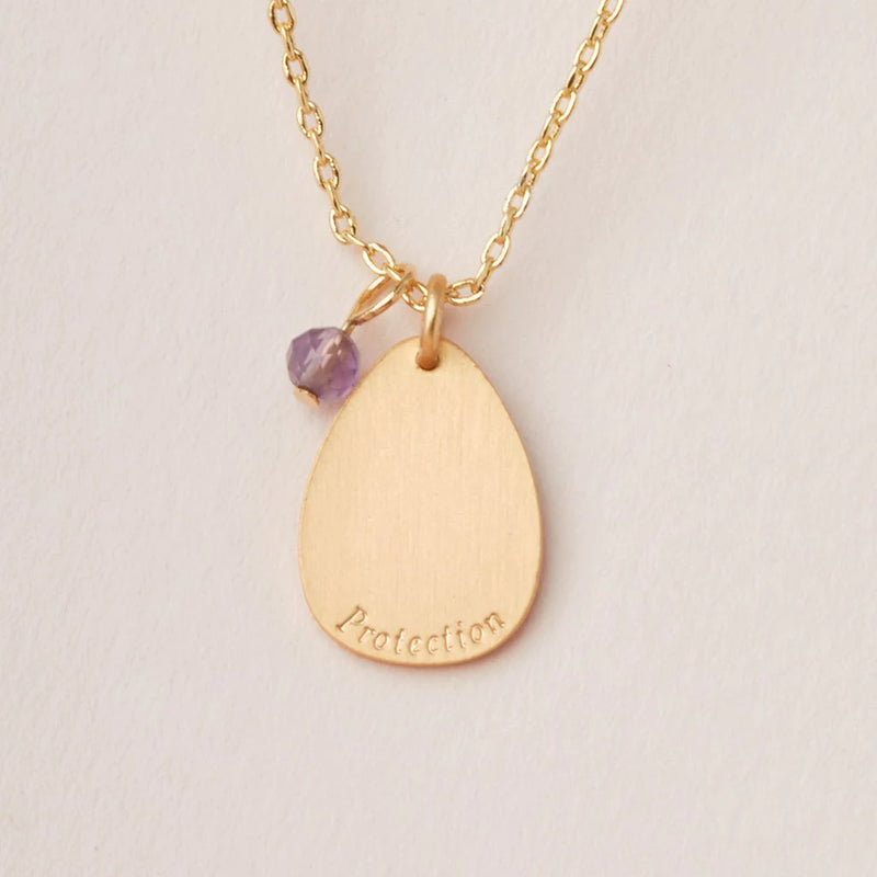 Stone Intention Charm Necklace - Amethyst/Gold