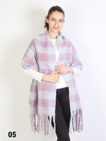 Fluffy Check Scarf Pink