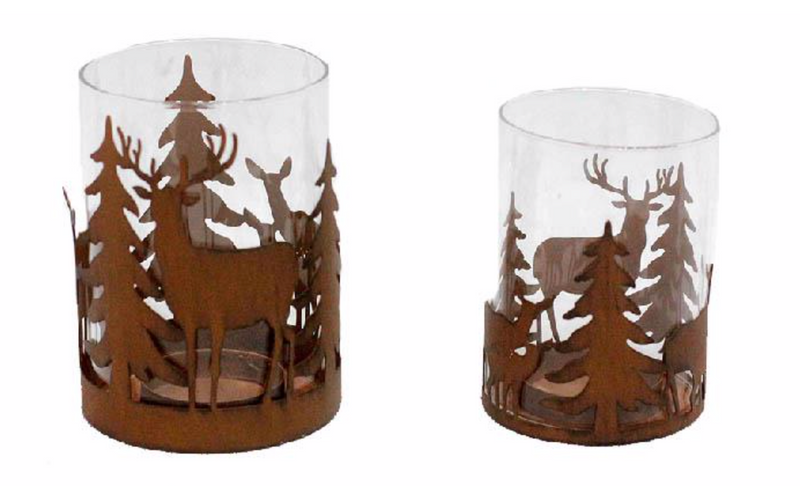 Deer/ Tree Candle Holders Set of 2