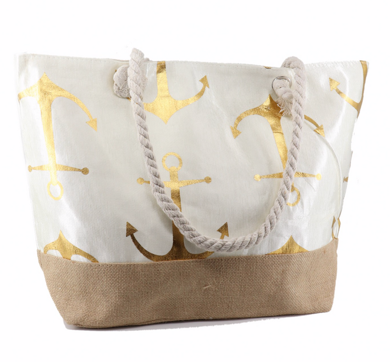 Foil Anchor Canvas Tote Gold