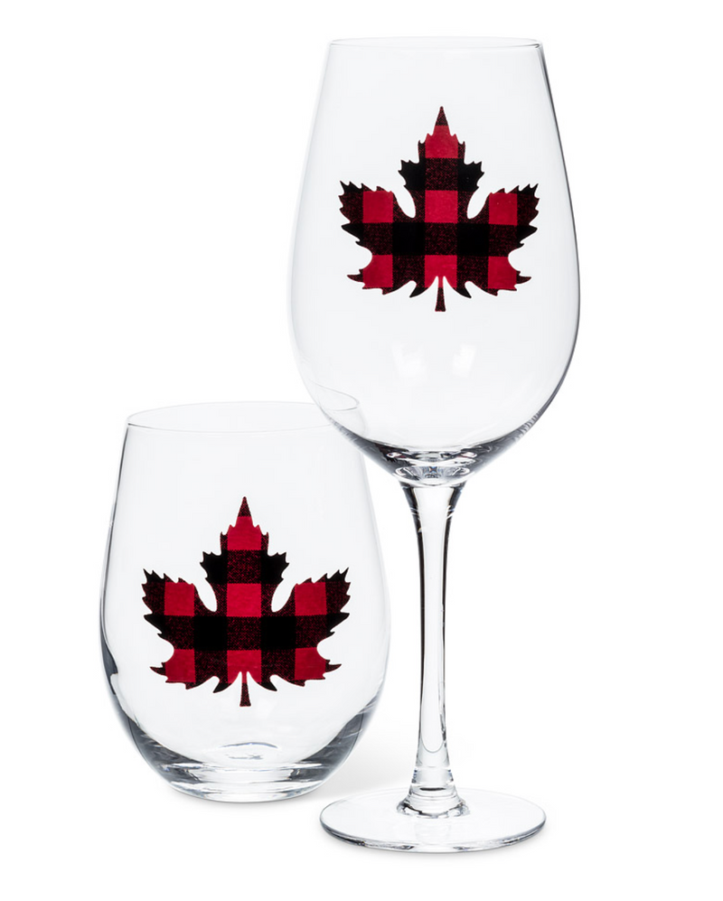 Check Maple Leaf Stemless Wine Glass