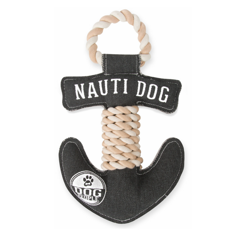 12" canvas dog toy on rope