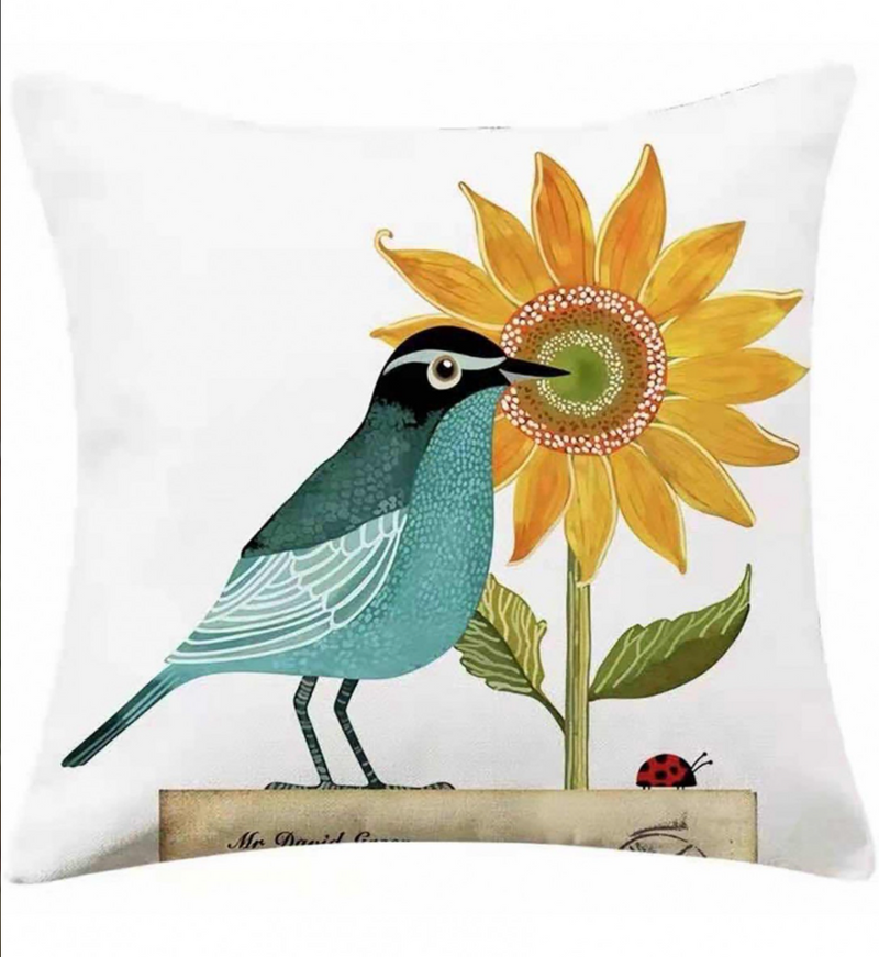 Sunflower Bird Pillow