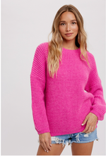 CHUNKY WAFFLE MOCK NECK PULLOVER