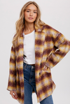 DOUBLE BREASTED BRUSHED PLAID COAT