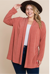 Plus Size Soft Solid Open Front Cardigan BLK