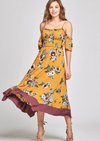 Floral Print Maxi Dress-Mustard
