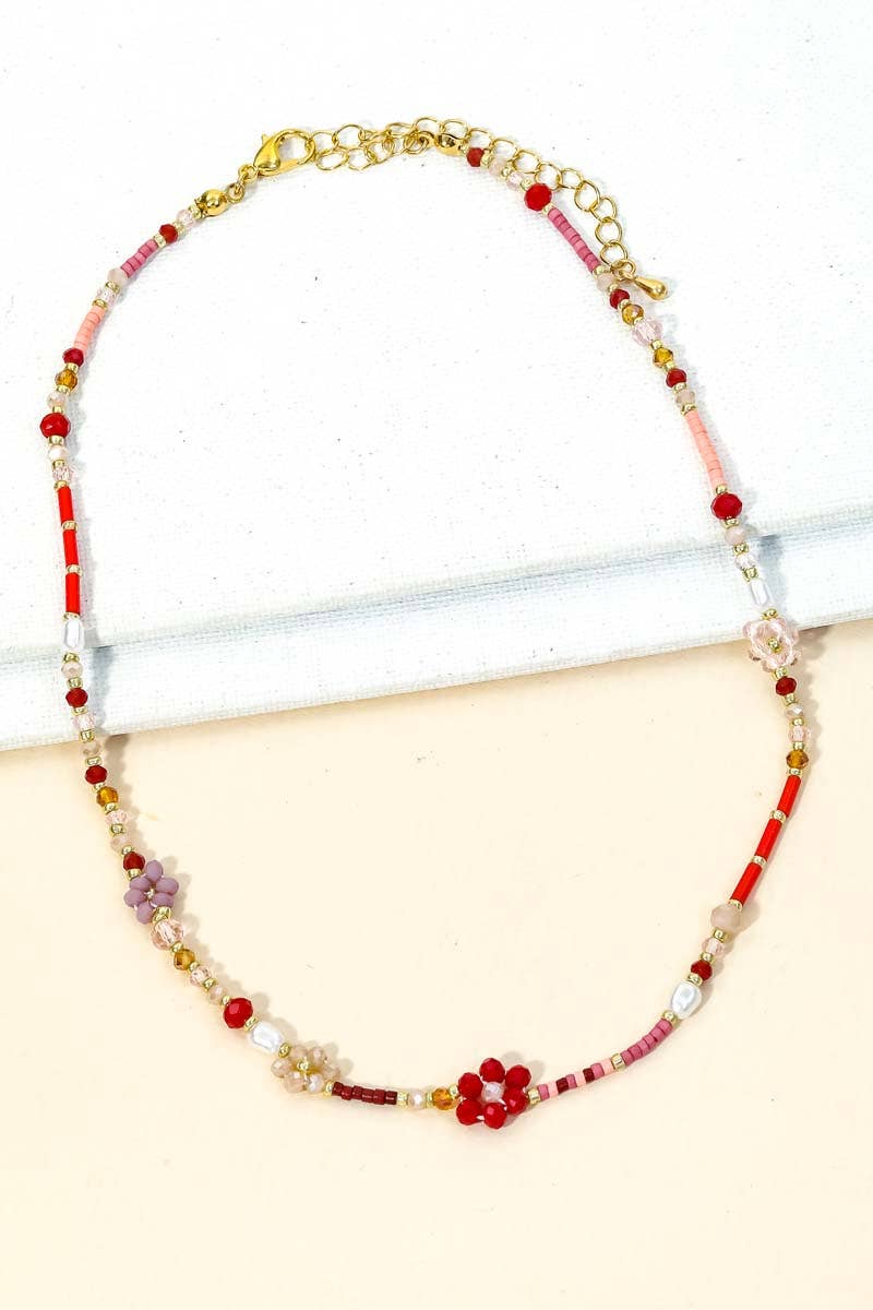 Dainty Floral Bead Necklace