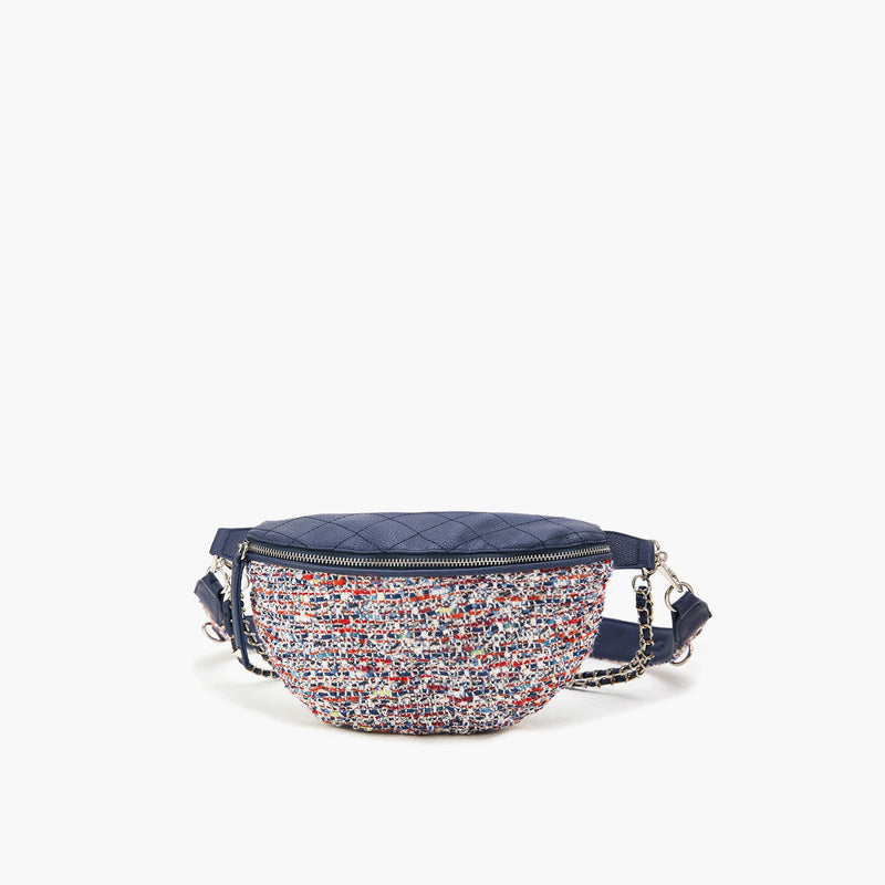 Sequin Quilted Fanny Removable Chain Multi Belt Bag