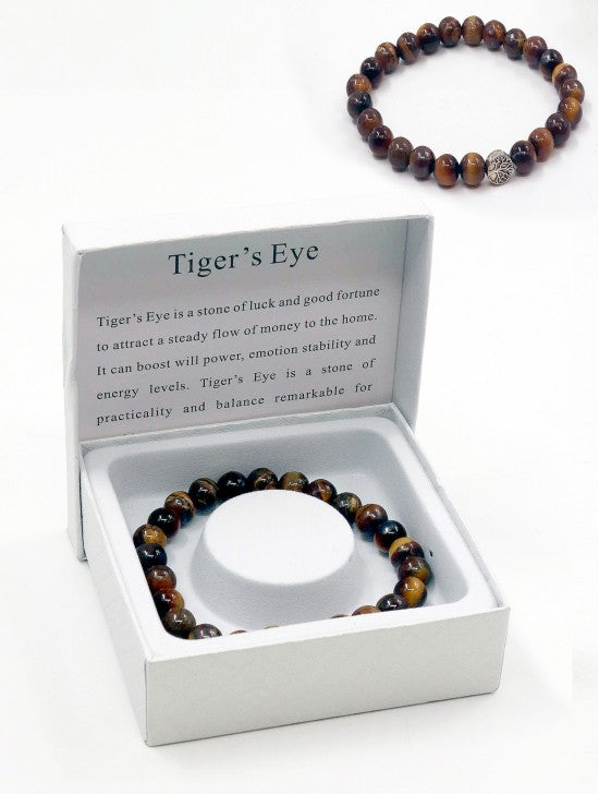 Tiger's Eye Blessing Bead Bracelets with Gift Box