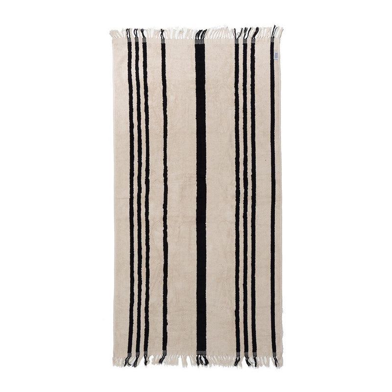 The Beach Towel - Black/Ivory Stripe